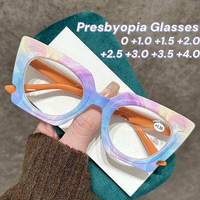 Large Frame Anti Blue Light Far Sight Glasses Women Multi-color Dazzling Presbyopia Glasses Fashion Colorful Reading Glasses