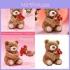 Cute Bear Teddy Plush Doll With Embracing Rose Decorations For Gift Holiday