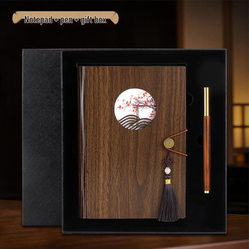 Premium Wooden Notebook Gift Set: Customizable Journal with Logo for Business Souvenir