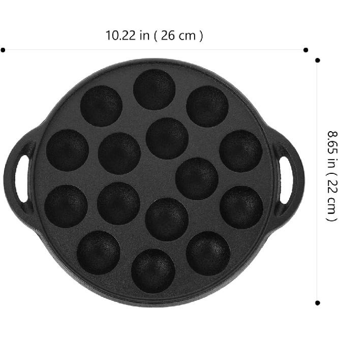 Hemoton Cast Iron Takoyaki Pan, Nonstick Grill Pan, 15 Holes Octopus Ball Meat Ball Griddle, Snail (Black)