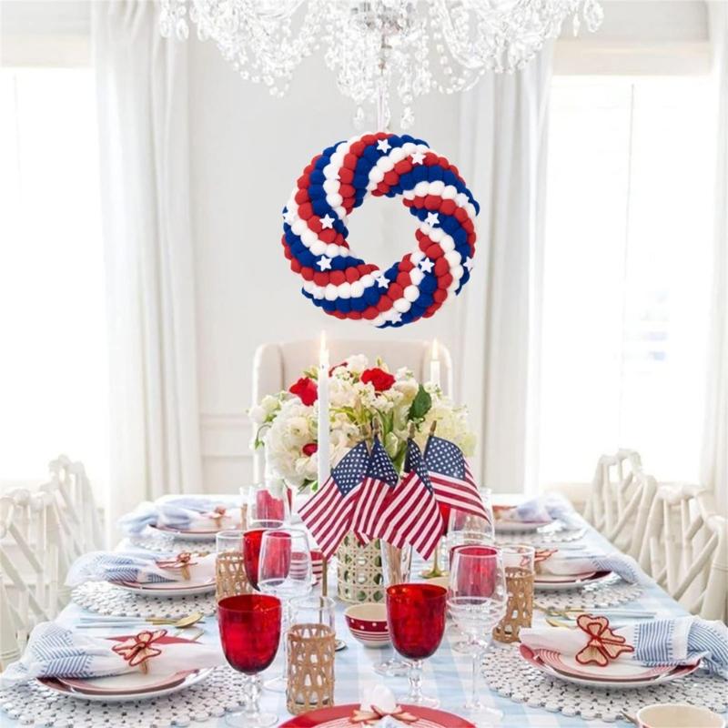 4th of Julys Wreath Patriotics Wreath Independences Day Wreath for Front Door Memorials Day Americana Wreath Wall Decors