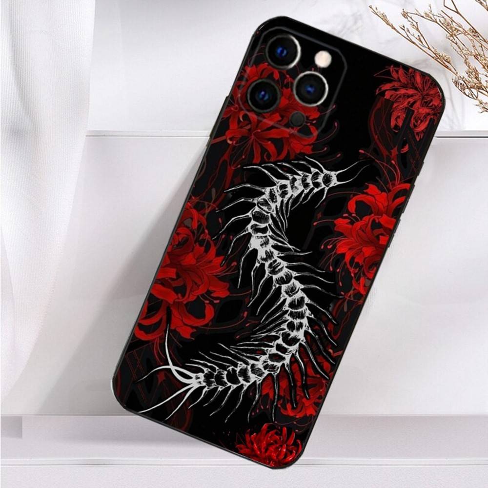 Ghoul Red Spider Lily Tokyo Case For iPhone 16,15,17,14,13,12,11 Plus,Pro Max,XS,X,XR,SE,Mini,8,7 Soft Silicone Black Cover