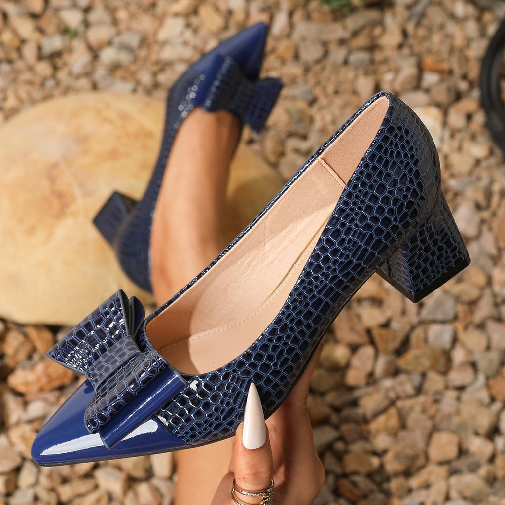 Large Size 36-45 High Heels Women New Korean Style Pointed Shallow Mouth Thick Heel Fashion Shoes Women's Black Work Shoes