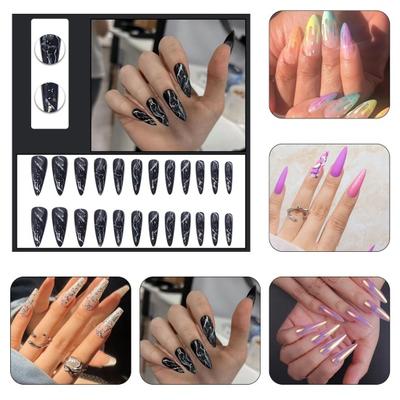 24Pcs Long Style Nail Patches Eco-friendly Tasteless Easy To Apply Wide Application Fake Nails Women Gift