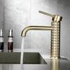 Knurled Faucet Brushed Gold Basin Faucet Bathroom Taps Single Handle Hot and Cold Sink Mixer Knurled Basin Faucet 855988