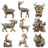 Scultura Capra dello Zodiaco Cinese Statuetta Pecora in Ottone Statua Portafortuna Ornamento da Scrivania Ricchezza Fengshui Per Decorazione Casa
