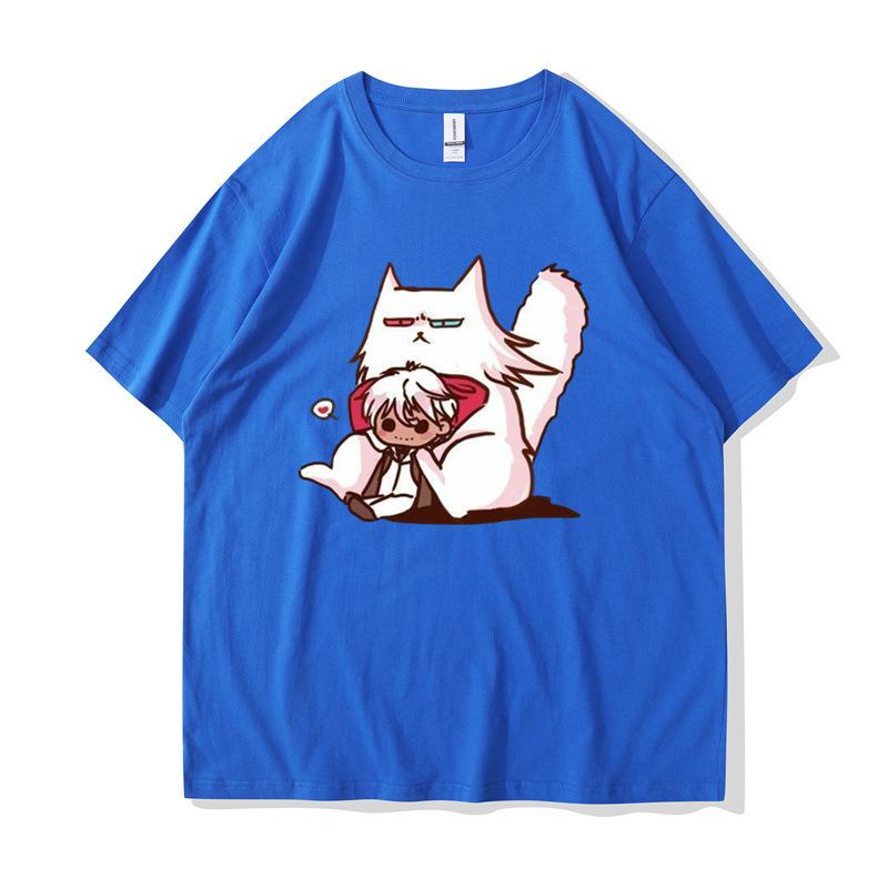 Nové anime kreslené 2D tištěné volné párové tričko kulatý výstřih pánské a dámské unisex trička s krátkým rukávem