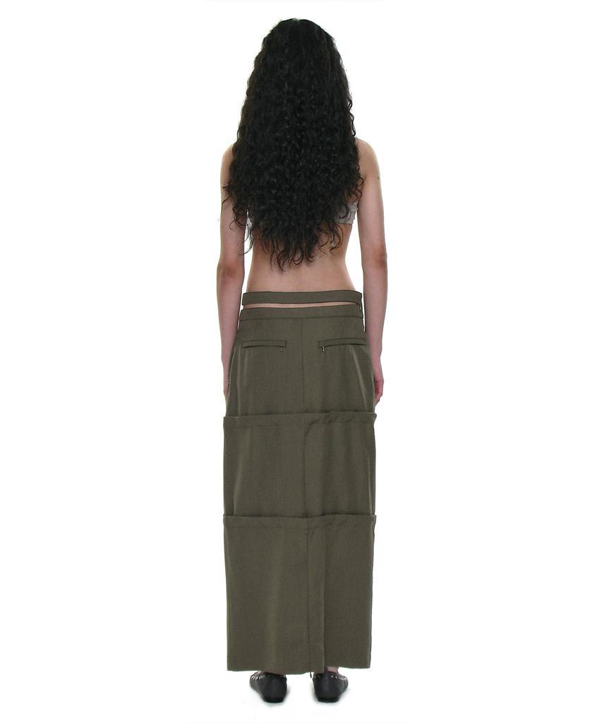 Partimento Woman Multiway Double Waist Transform Skirt_Khaki