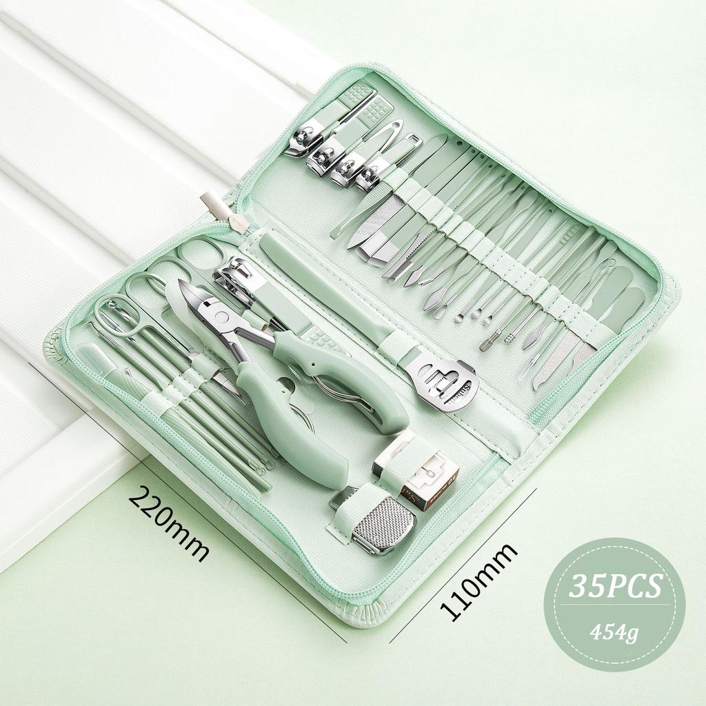 7/10/12/16/22/35pcs Nail Knife Set Stainless Steel Beauty Set Zipper Bag Manicure Knife Planer Nail Pliers Manicure Tools