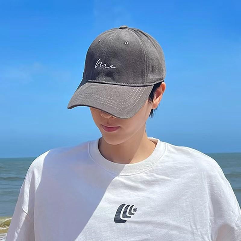 Summer large head circumference hat, men's baseball cap, versatile, makes the face look smaller, wide brim, women's oversized, deep crown, red