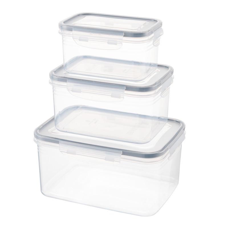 Rectangular Transparent Food-Grade Plastic Storage Box with Lid for Refrigeration