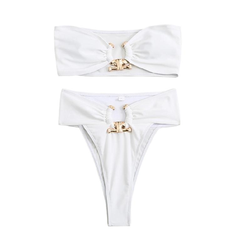 Elegant High Waist Bathing Suit with Unique Metal Detail for Fashion Forward Women Lightweight Beach Swimwear