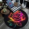 Rainbow Rose Round Area Rug,Carpet Rug for Living Room Bedroom Sofa Playroom Decor,Non-slip Floor Mat