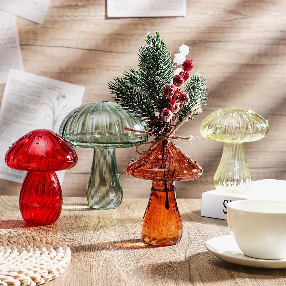 New Hydroponic Flower Bottle Transparent Glass Glass Vase Mushroom Aromatherapy Bottle Flower