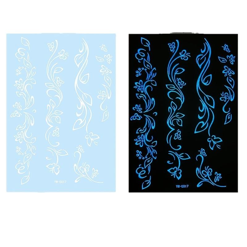 For Women Men Long Lasting Flowers Fake Tatoo Finger 4sheets/set Body Art Luminous Waterproof Temporary Tattoo Sticker Butterfly Home