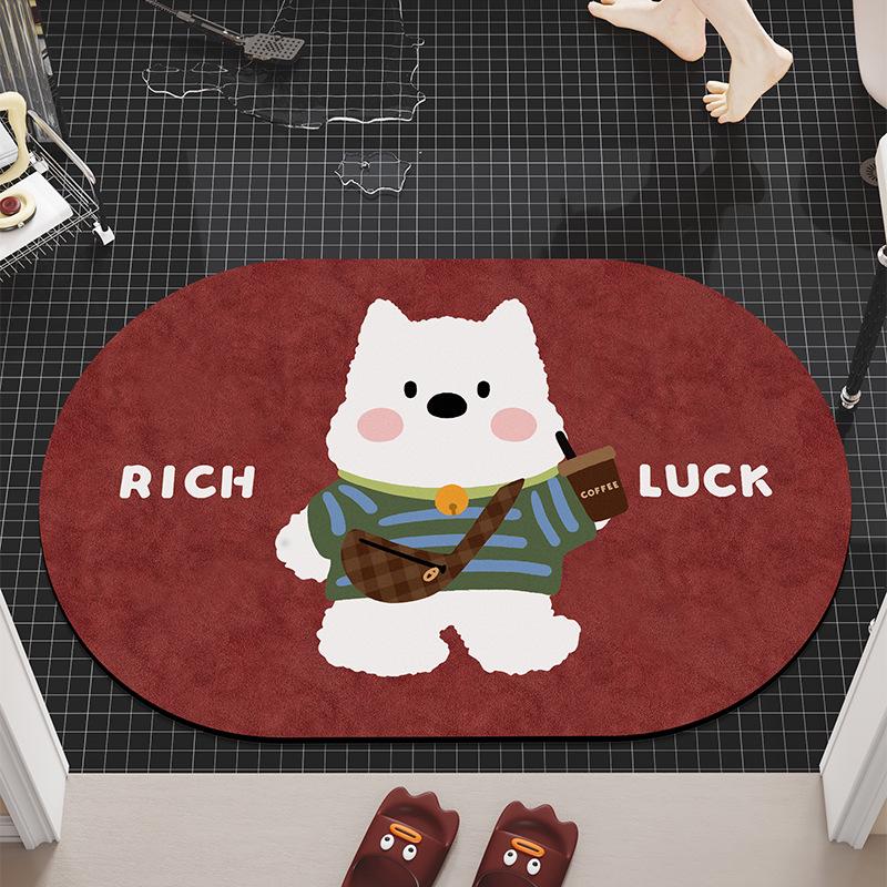 Quick-Dry Cartoon Bath Mat - Absorbent, Dirt-Resistant, Easy-to-Clean Diatomaceous Earth Floor Mat for Bathroom & Toilet