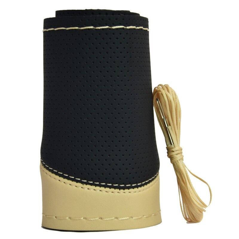 

Универсальный чехол на руль 38 см, сшитый вручную, из суперволокна, кожаная ручка, автомобильные аксессуары для интерьера