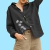 Moda Donna Blusa Stampa Floreale Estate&Autunno Camicia Casual in Lino Top Manica Lunga Abbottonato Largo da Donna
