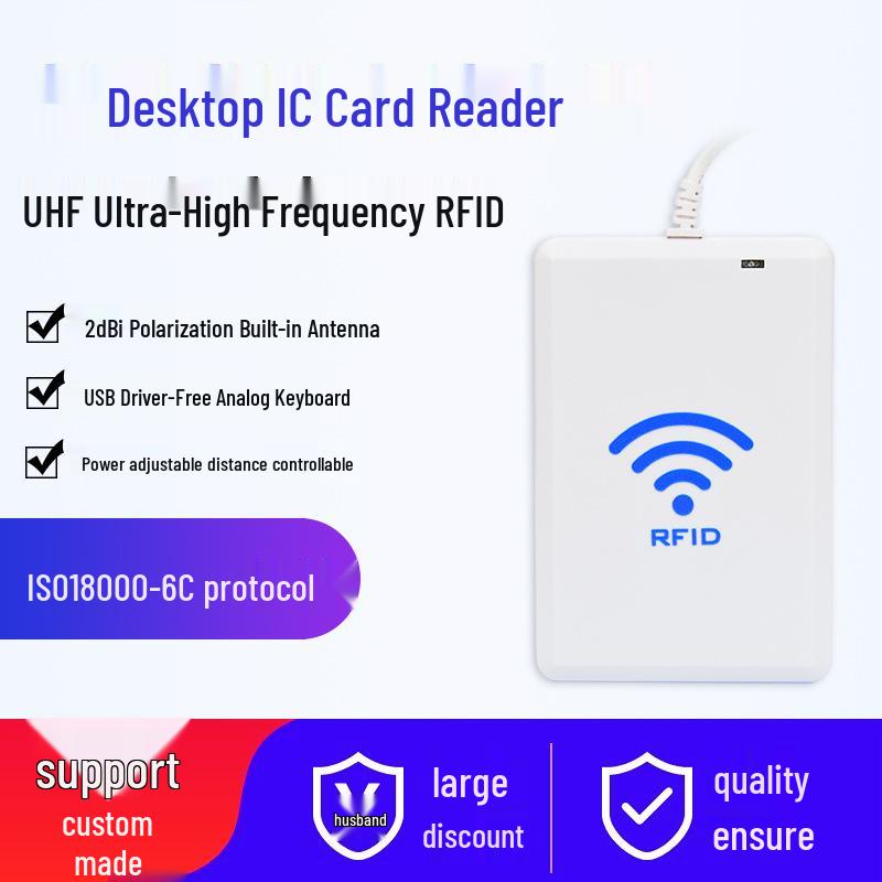 Desktop UHF RFID Card Reader - ISO18000-6C Contactless Swipe Device