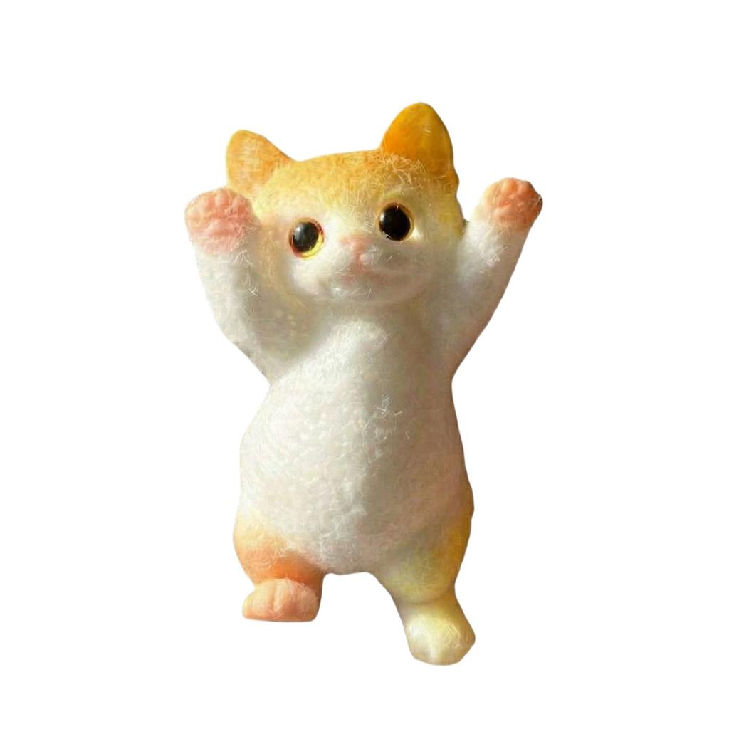 Standing Cat Plush Toy Soft Stuffed Animal Figure Lifelike Kitty Ornament for Desk Home Office Decoration Gift for Kids Adults