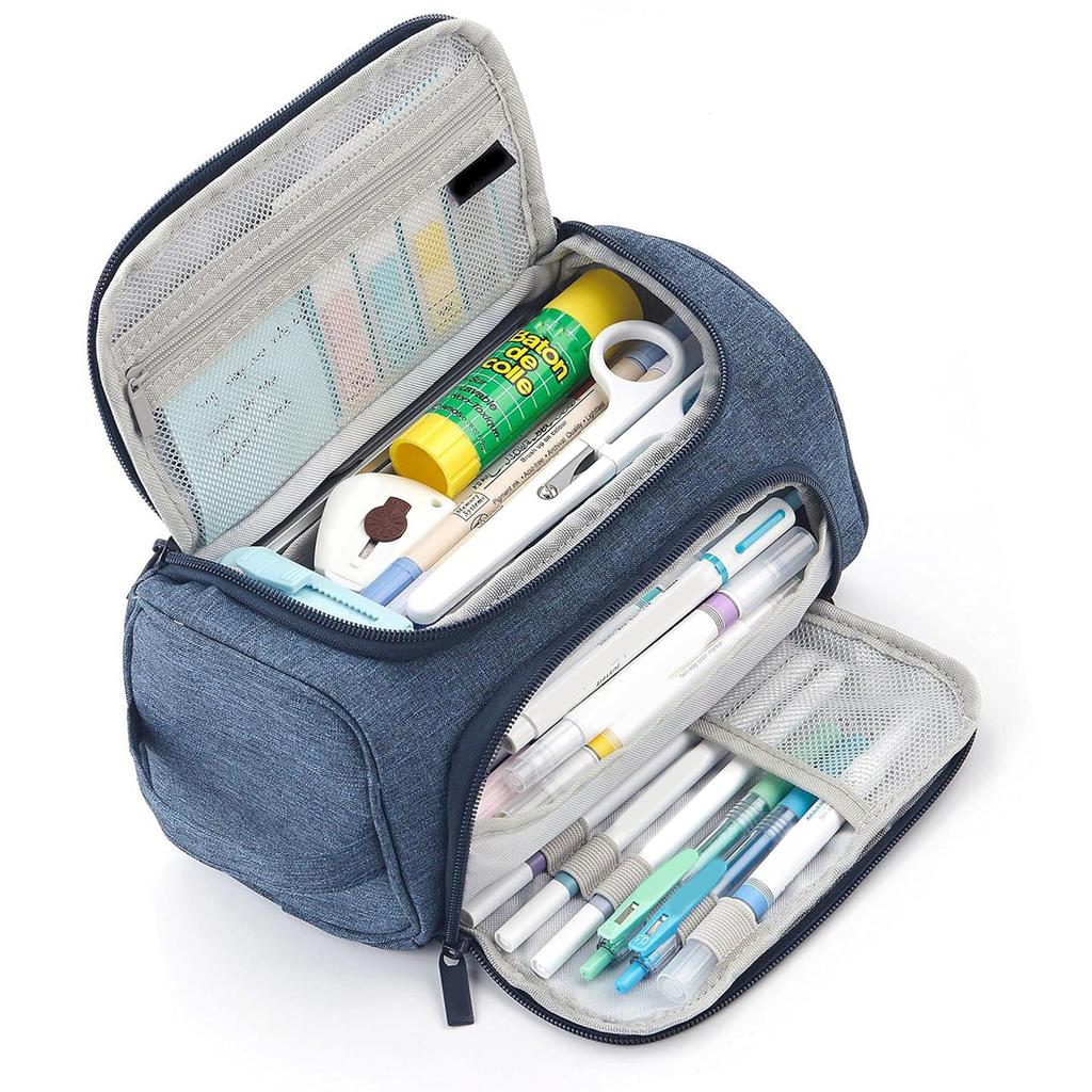 Multifunkční pouzdro na tužky Velkokapacitní dvouvrstvé pouzdro na pera Více přihrádek Plátěné pouzdro na pera pro studenty