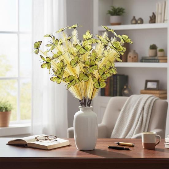 5PCS Artificial Flowers Bright Colors Lifelike Artificial Flowers Never Fade Reusable Fake Flowers for Home Living Room Bedroom