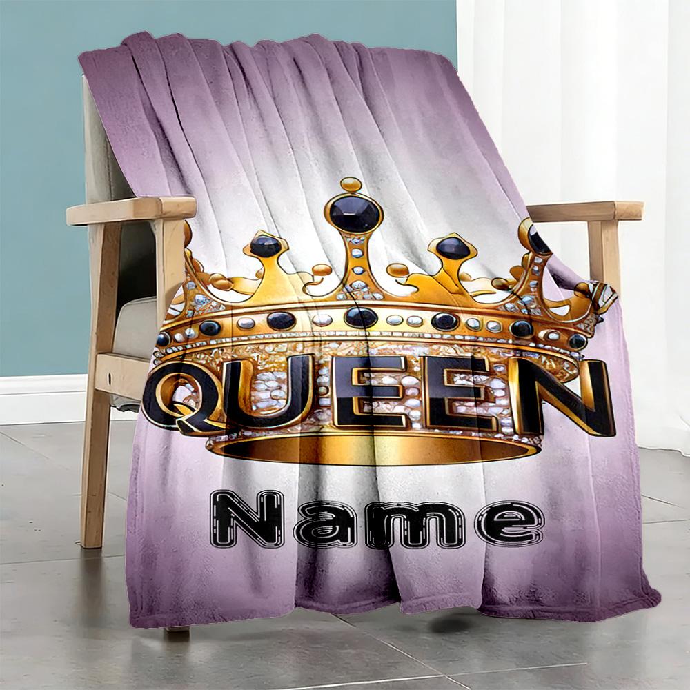 Queen Personalized Name Blanket Multi-purpose Customizable Blanket Comfortable for Sofa Office Chair Bedding Office Four Seasons Multipurpose