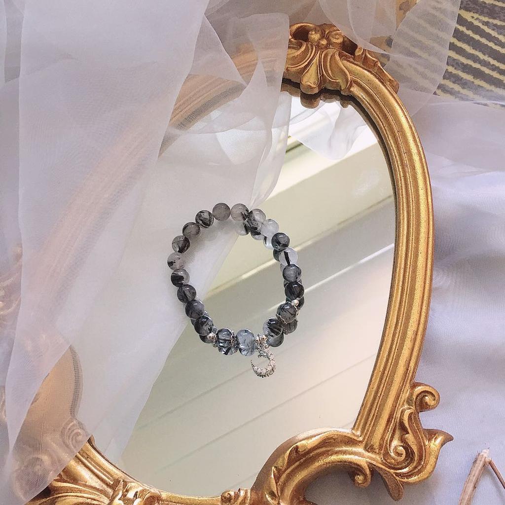Natural black hair crystal obsidian bracelet, couple/student/girlfriend style bracelet, exquisite friendship bracelet