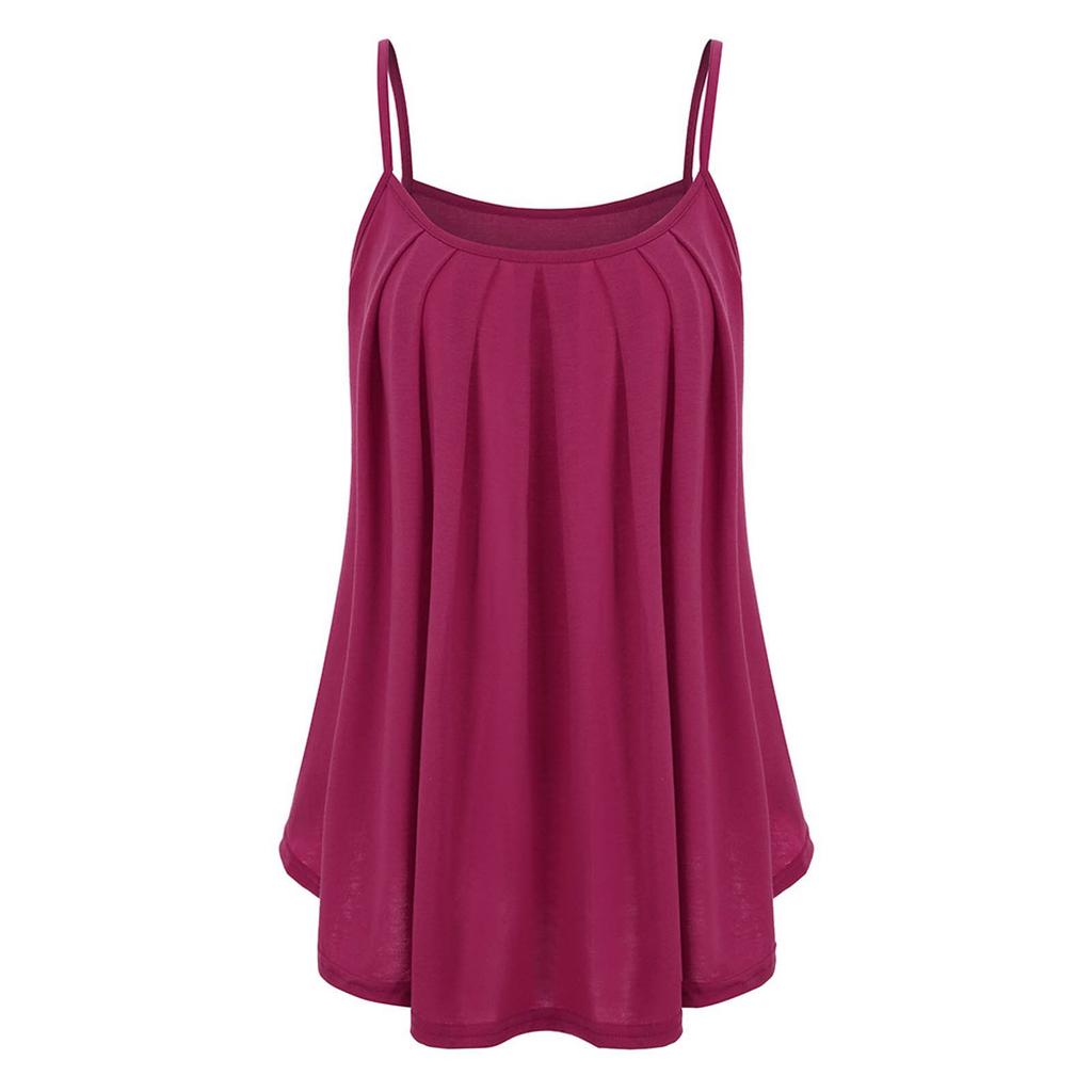 Europäisches und amerikanisches lockeres sexy Leibchen-Oberteil für Damen mit Brustfalte, großer Schaukel, lockeres Leibchen-Oberteil