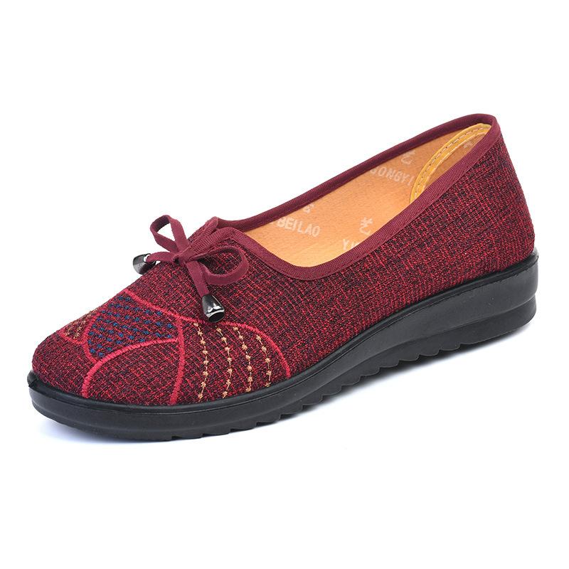 

Старые пекинские тканевые туфли на весну и осень с одной педалью, с неглубоким горлом, туфли для пожилых женщин на плоской подошве, удобные повседневные туфли для мам среднего и пожилого возраста 40 красный