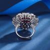 Jewelry Copper Bottom Gold-Plated Simulation Color Treasure Heart-Shaped Heavy Industry Inlaid Diamond Ring Women 10 * 12