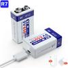 R7 9V USB Batteries 6F22 Rechargeable Batteries 650mAh Lithium Batteries Multifunctional Energy Batteries for KTV Microphone Metal Detector