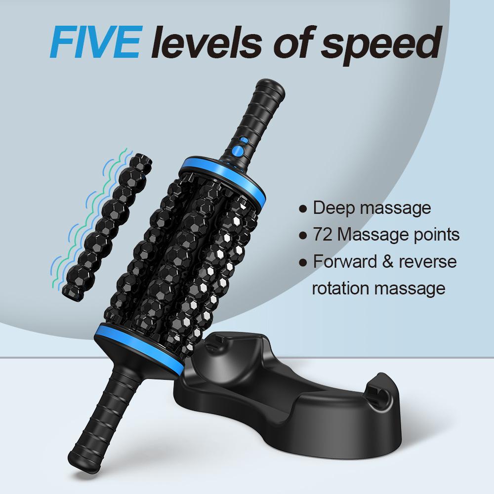 New Electric Rotation Portable Gym Percussive Therapy Rechargeable Relax Muscle Roller Massager Rolling 5-level Fascia Massager