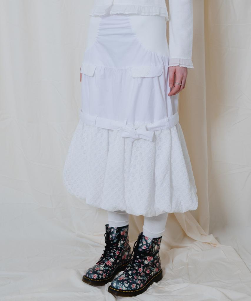 Telelu Balloon-Silhouette Maxi Skirt White