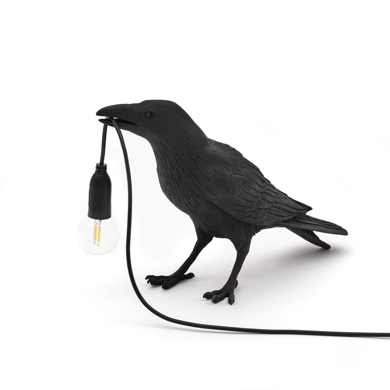 Bird Table Lamp Modern Resin Crow Desk Lamp for Living Room Bedroom Light Wall Sconce Home Decor