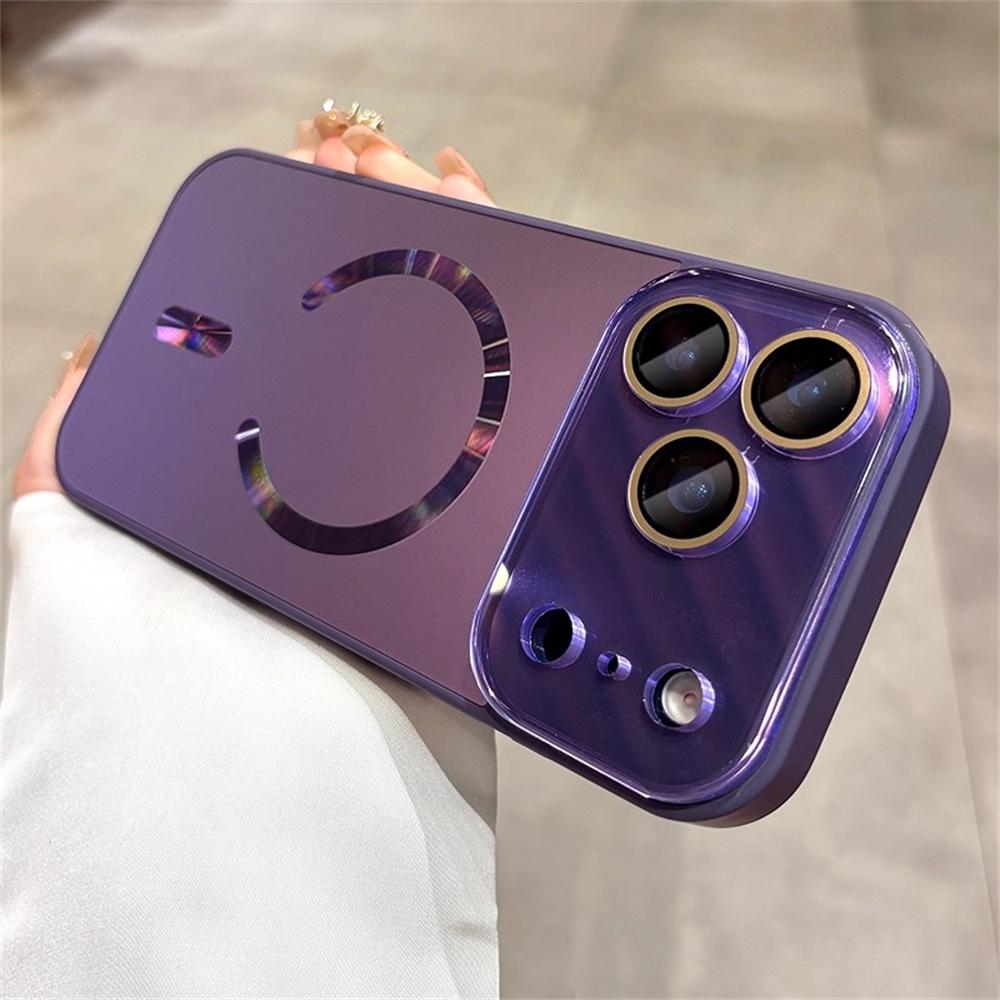 Laser Large Window Camera Matte Glass Protect For Magsafe Case For iPhone 17 16 15 14 13 Pro Max Magnetic Wireless Charge Cover