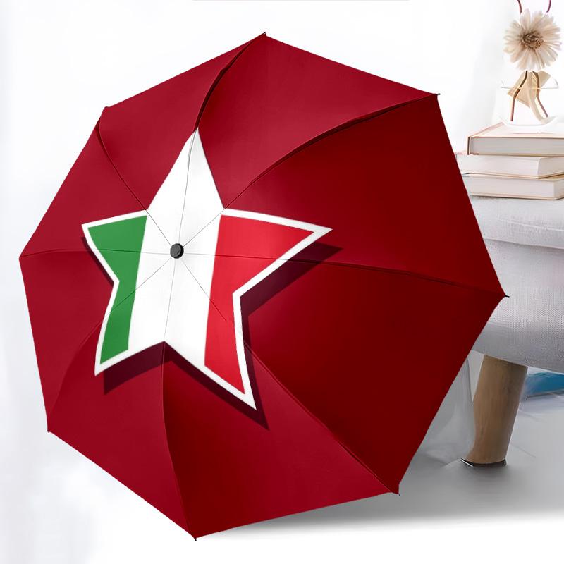 1 Stück Flaggen-Regenschirm Tragbarer Faltregenschirm Eisenrahmen Lochknochenstruktur Outdoor Heim-Regenschirm