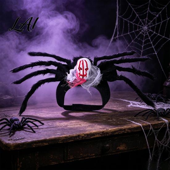 Lightweight Pet Cosplay Costume for Halloween Spider Costume Cat Outfit with Skull Face Black Adjustable Suit Pets Holiday Apparel Cats Dogs
