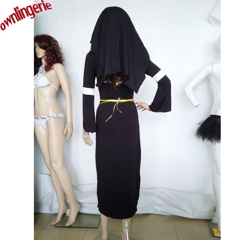 Medieval Missionary Cosplay Costume Adult Women Sexy Religious Sister Priest Nun Fancy Dress Long Robes Halloween Carnival Come