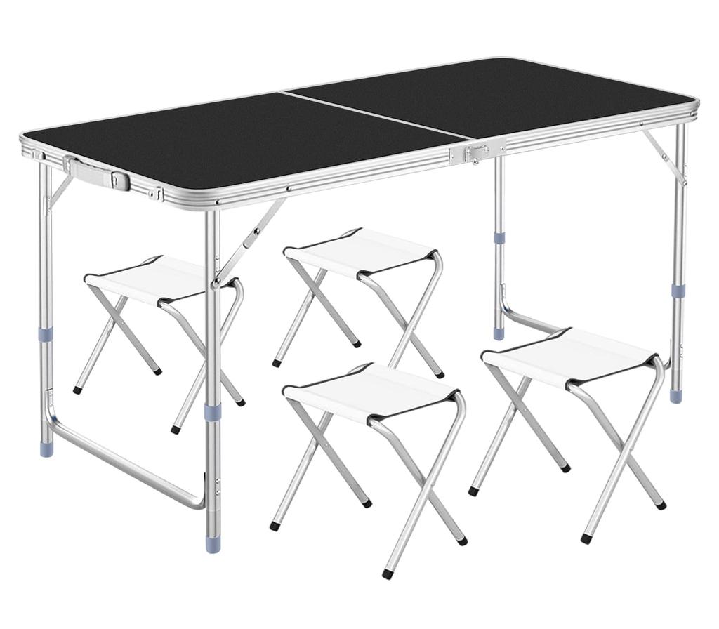 DesertFox Outdoor Folding Adjustable Perfect for and Folds and Easy to TZ Table, 120cm, 3-Level Height, Picnics, Leisure, Camping, Up, Compact,