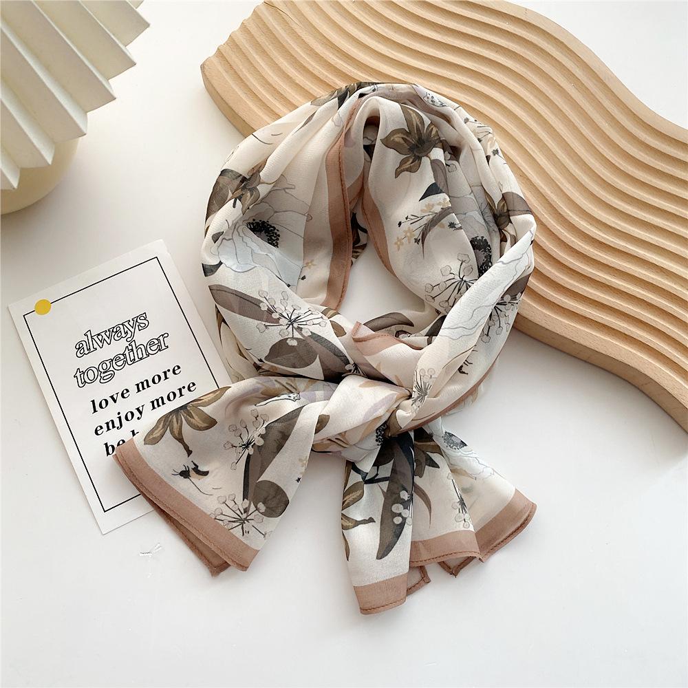 Dekorativer Seidenschal mit einfacher Textur für Damen im neuen Stil für Frühling und Herbst, Sommermode, vielseitiger Kopftuch, Arbeitsschal