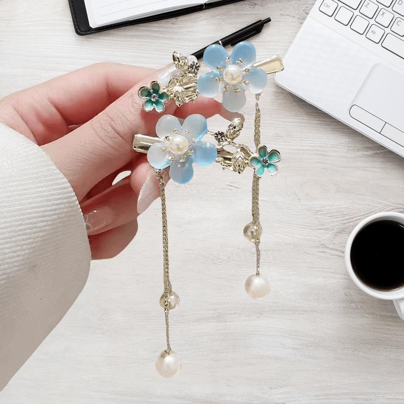 1PC Duckbill with Tassel - Alloy Flower Hairpin, Suitable for Women's Bangs and Hair Disc Accessories