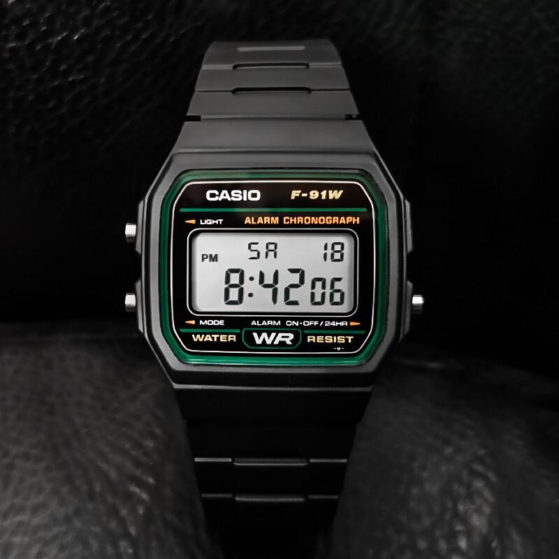 Casio Youth Series Small Square Classic Retro Waterproof Watch Men Watches Blue Gray F-91W-3