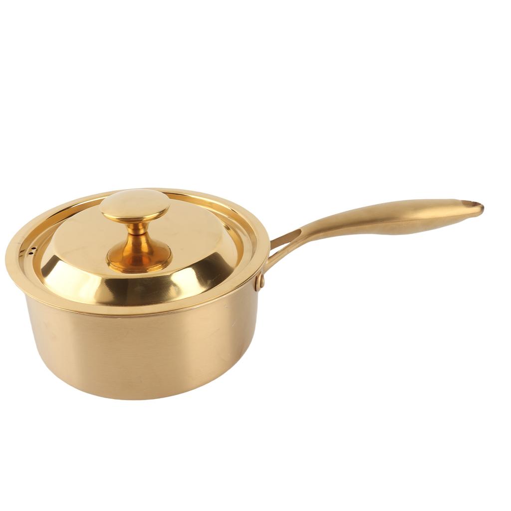 Stainless Steel Thickened Milk Pot with Lid Compound 3‑Layer Bottom Complementary Food Pot