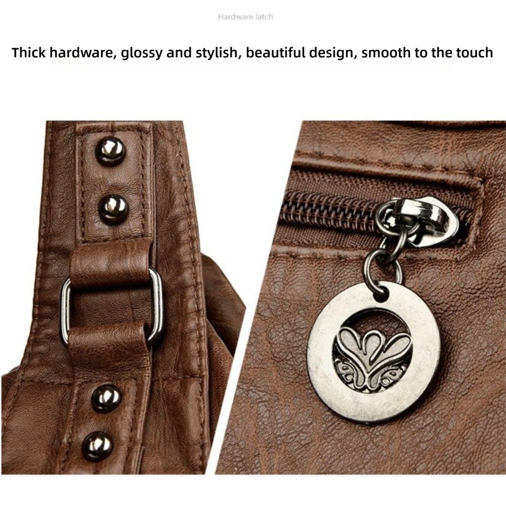 Fashion Pu Leather Handbags Soft Large Capacity Tote Bags Multifunctional Retro Crossbody Bag Women
