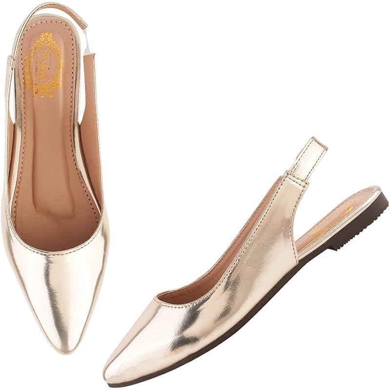 Shoetopia Pointed Toe Golden Bellies For Girls-Eu41