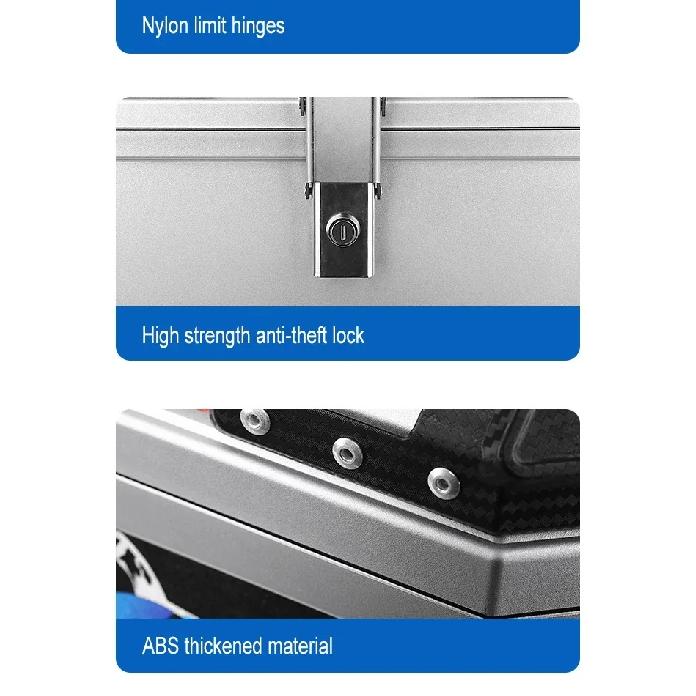 45L Motorcycle Trunk Helmet Box Universal Motorbike Top Case ABS Tail Box Rear Luggage Case Waterproof Toolbox With Safe Lock