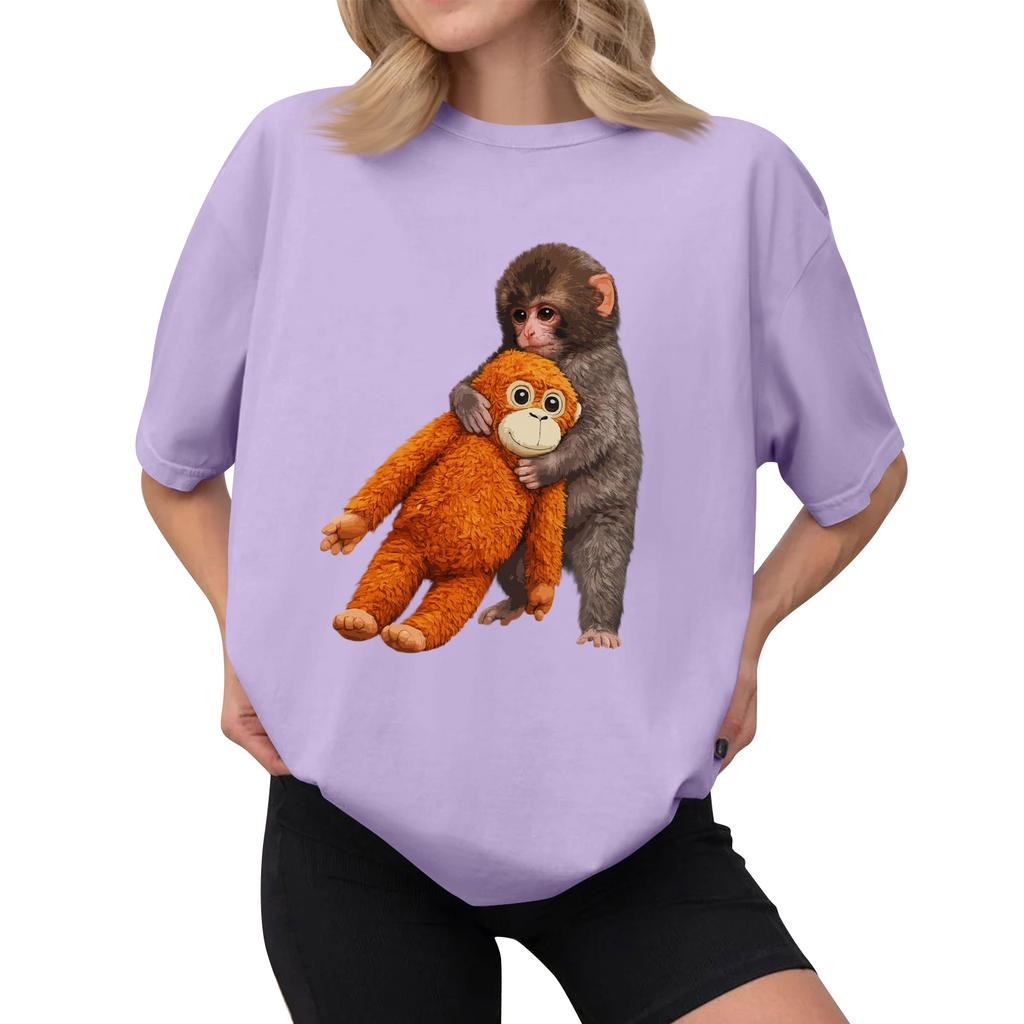 Women's Casual Printed T-Shirt Round Neck Pullover Short Sleeve Top