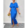Women's early autumn new satin dress European and American ball dress satin waist dress