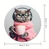 Random Placement Printed Cat Round Portable Mouse Pad Computer Office Desk Mat Durable Non-Slip Thickened Cartoon Table Mat